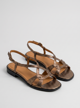 Stella | Women's Bronze Snake-Pattern Slingback Sandals