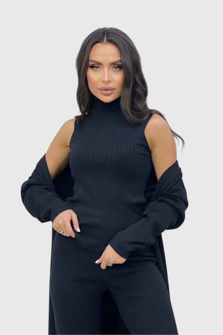 Mahalia Elegant Cut 3-Piece Soft Knit Ensemble