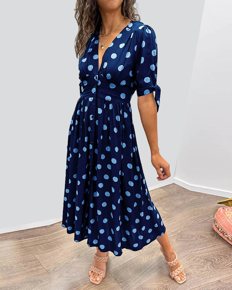 Victoire™ | Elegant Polka Dot Dress