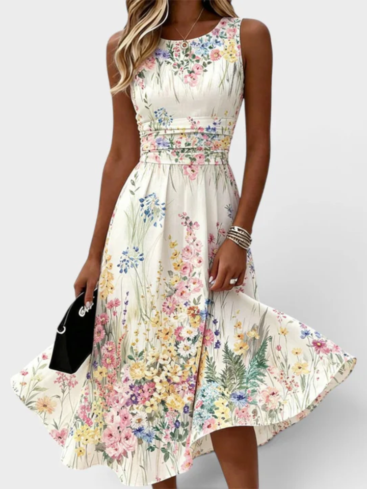 Kimberly™ | Sleeveless Floral Midi Dress