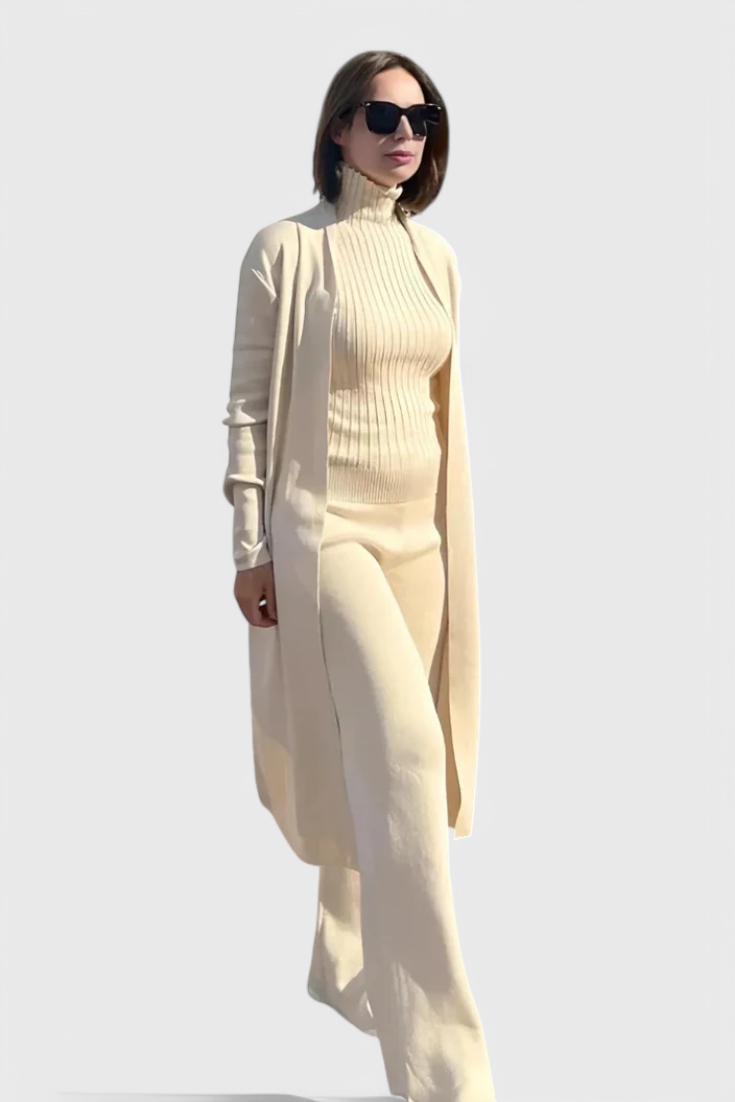 Mahalia Elegant Cut 3-Piece Soft Knit Ensemble
