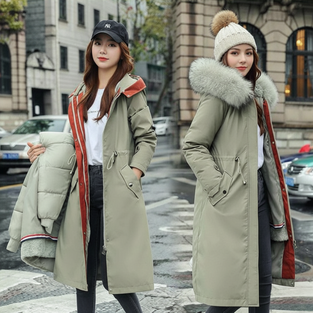 Fionna – Women's Winter Jacket with Hood and Soft Fur Collar