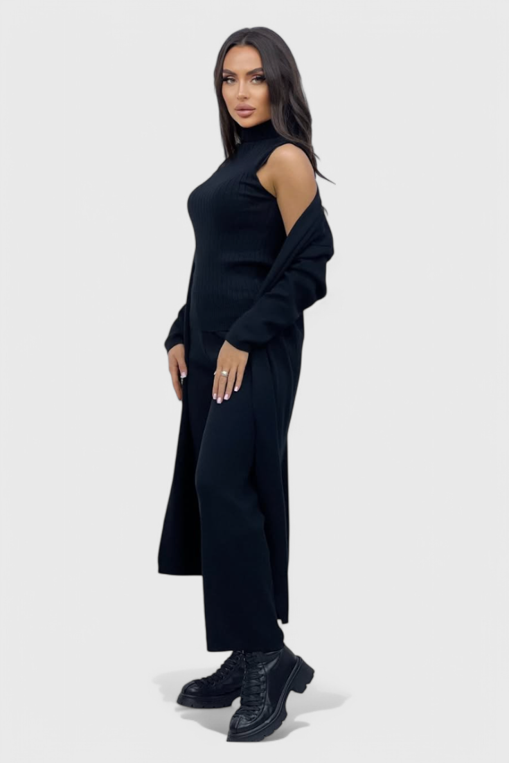 Mahalia Elegant Cut 3-Piece Soft Knit Ensemble