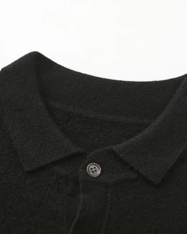 Men's Cashmere Polo and Suede Loafer Ensemble — Black