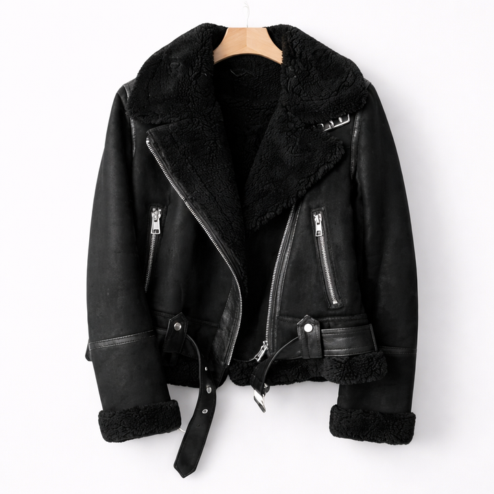 Aurelia – Shearling Suede Aviator Jacket