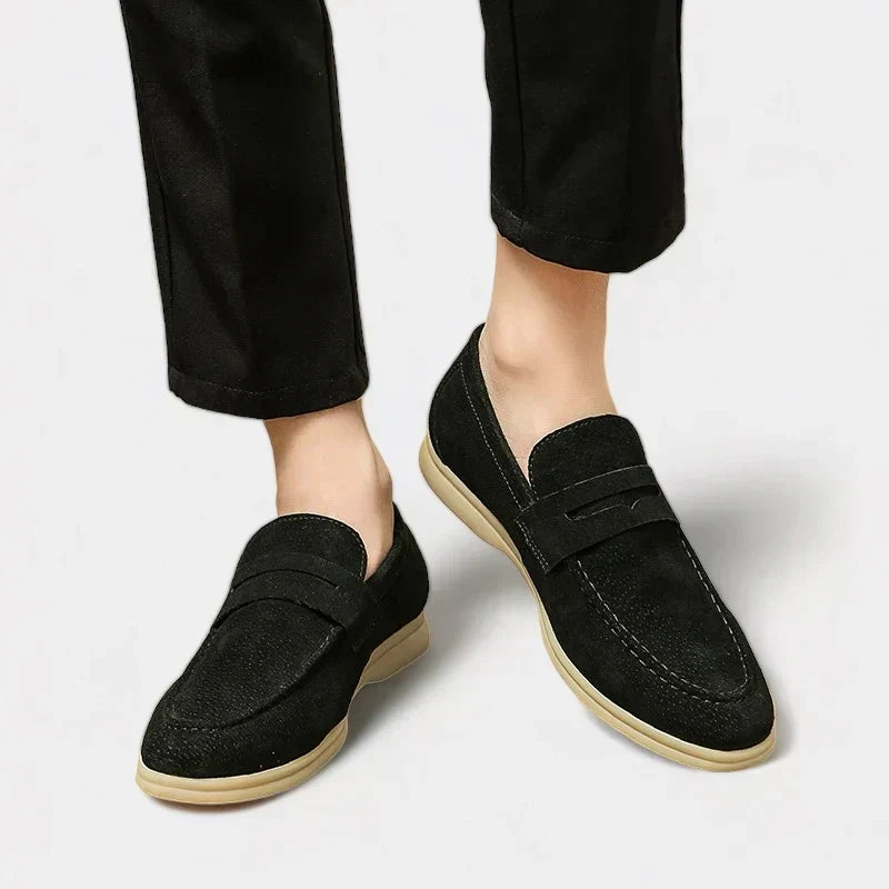 Classic | Men's Black Suede Casual Penny Loafers