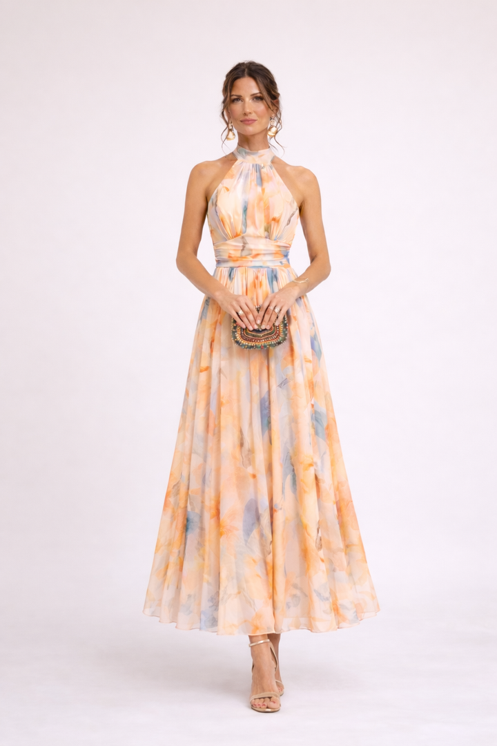 CAMILLE - Halter Dress Watercolor