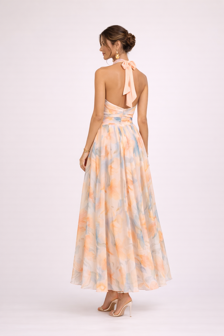 CAMILLE - Halter Dress Watercolor