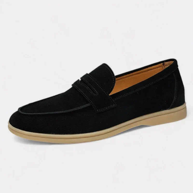 Classic | Men's Black Suede Casual Penny Loafers