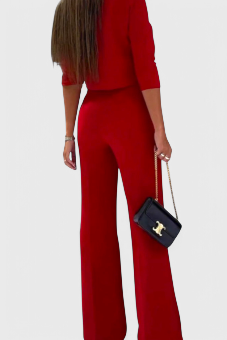 Cleo 3/4 Sleeve Top with Wide Leg Pants Ensemble