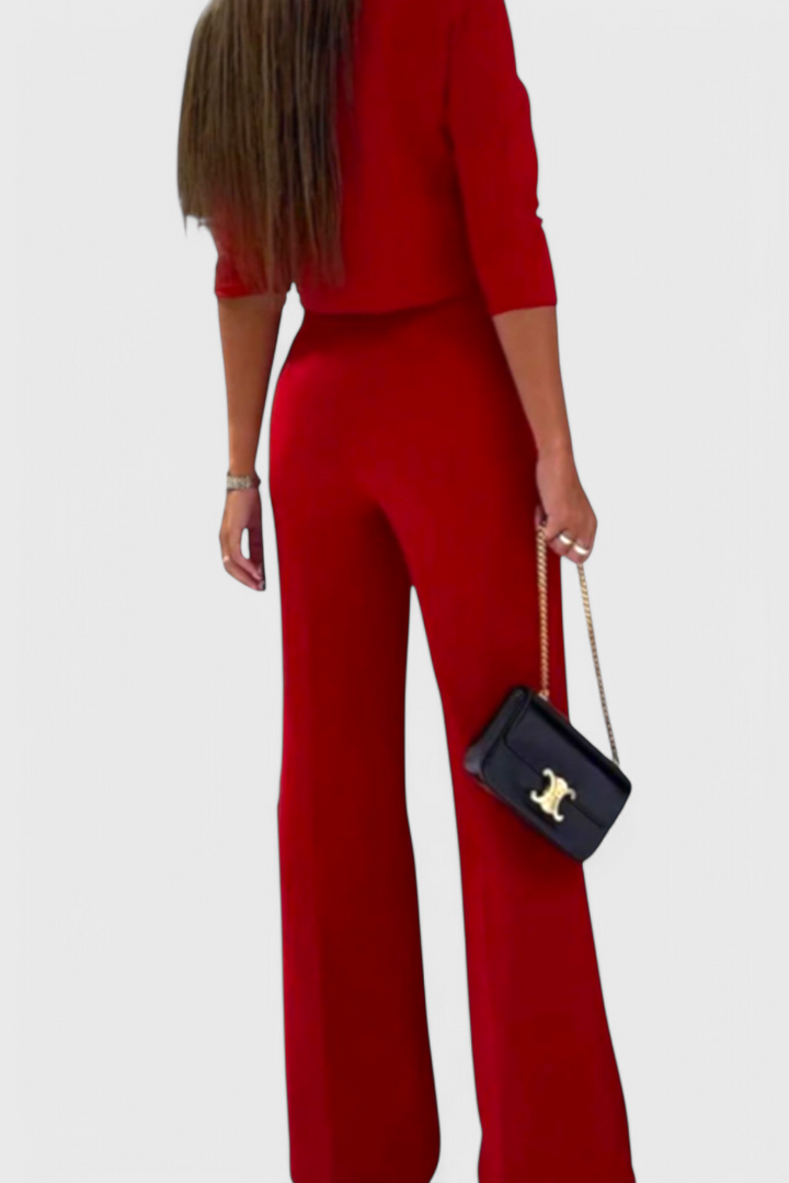 Cleo 3/4 Sleeve Top with Wide Leg Pants Ensemble