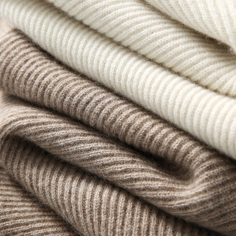 Agnella Hip-Length Ribbed Hoodie Sweater with Drawstrings