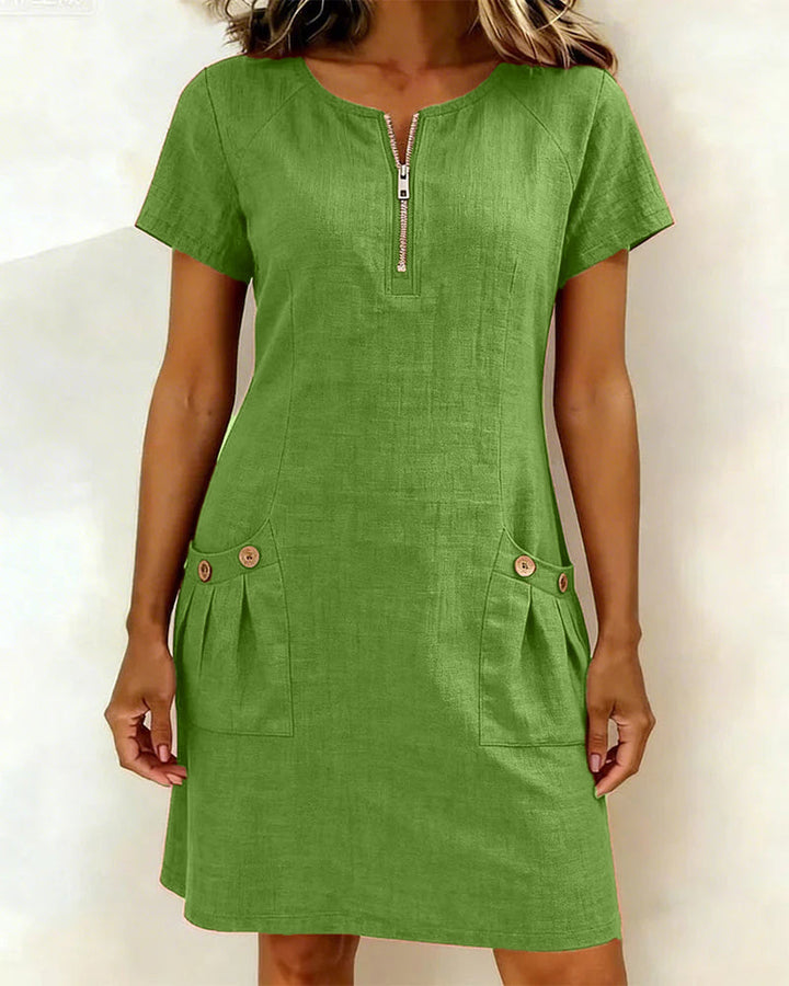Noelia™ | Elegant Front Zipper Pocket Dress
