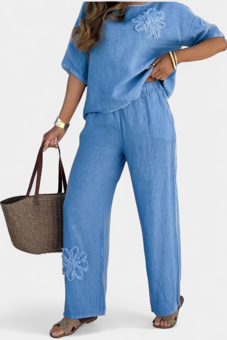 Embroidered Linen Set - Natalia Casual Collection