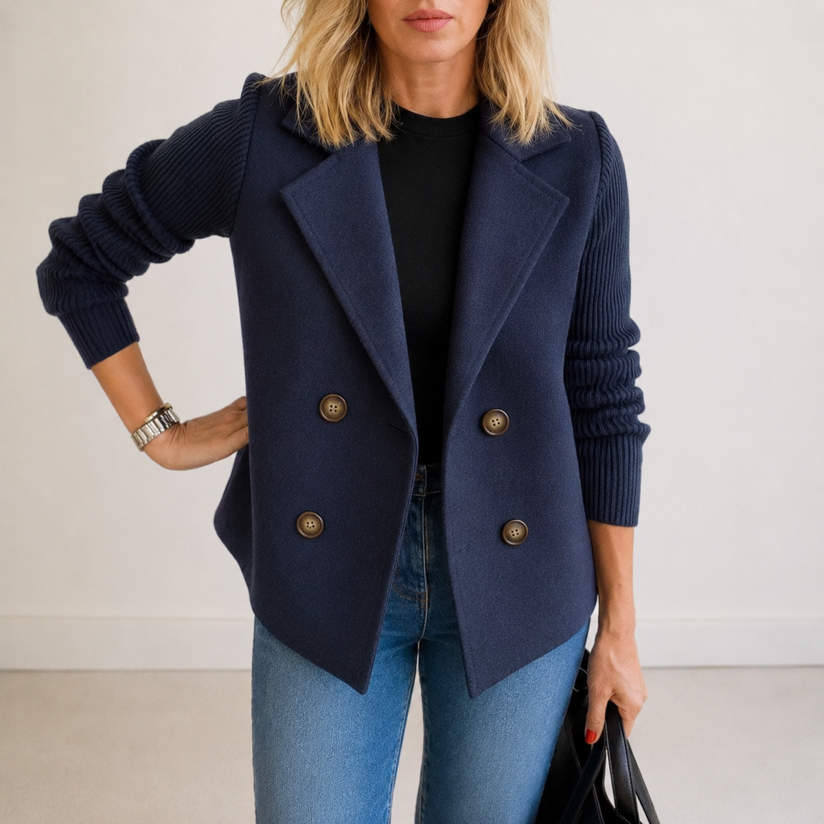 Caroline | Women's Knit Sleeve Blazer Coat