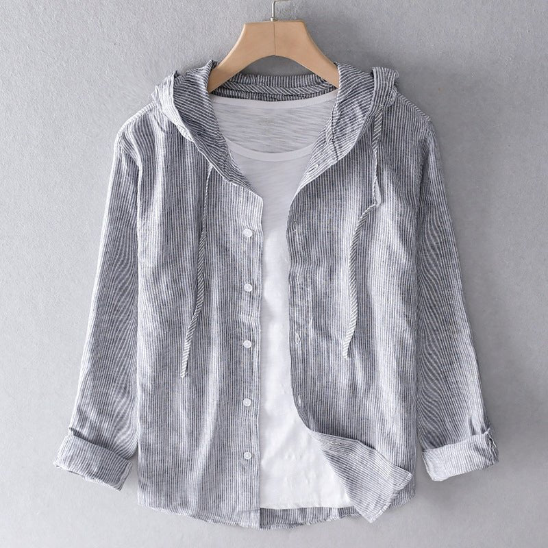Elena | Linen blouse with hood
