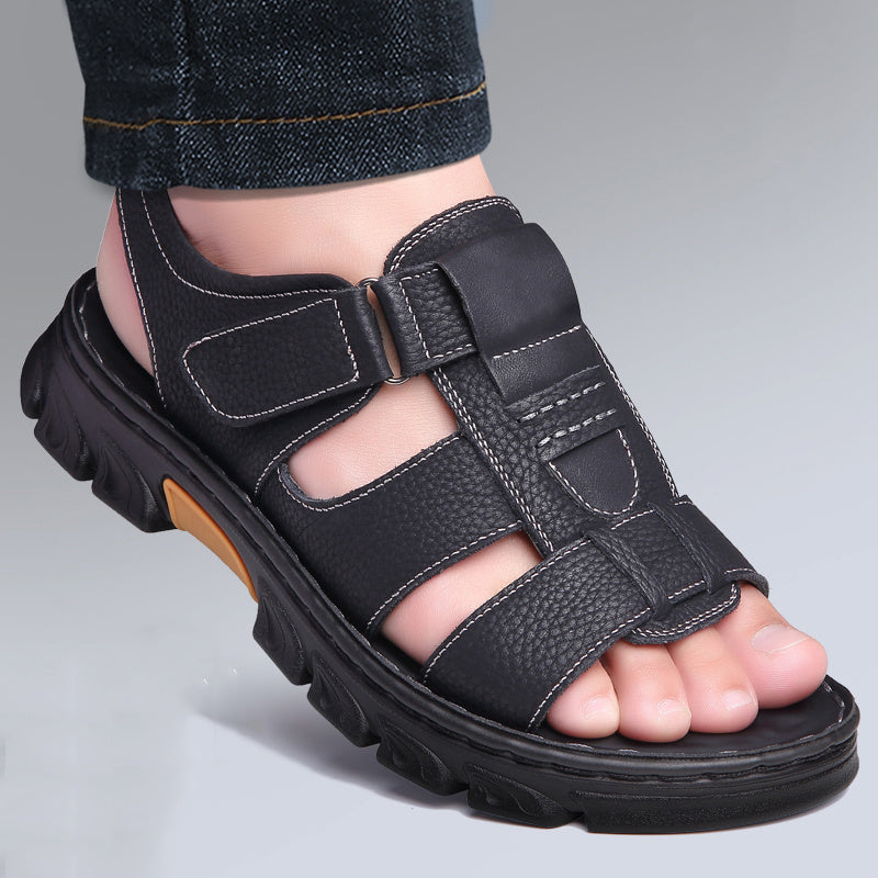 Velcro | Men's Open-Toe Cowhide Sandals