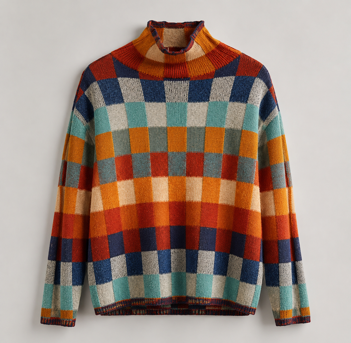 Gloria | Women's Vibrant Plaid Turtleneck Knit Sweater