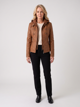 Diane | Women's Leather Jacket with Hood