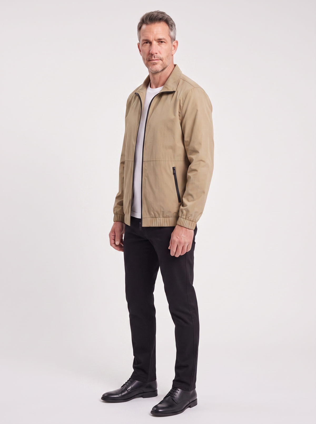 Men's Chic Autumn Blazer, side three-quarter view, studio photo