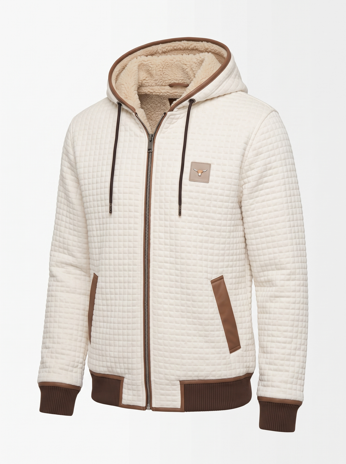 Men's Fleece-Lined Winter Jacket in white, product photo