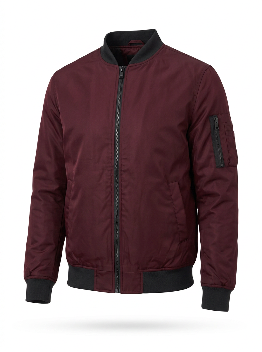 Men's Classic Bomber Jacket in burgundy, product photo