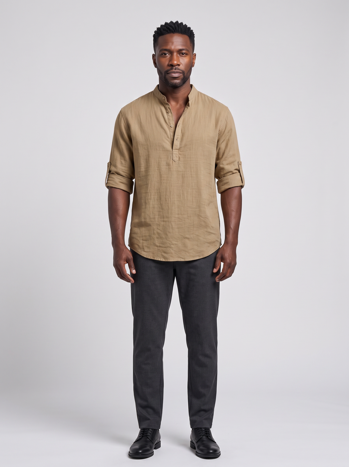 CAPRI Men's Cozy Layering Shirt, worn by a model, full-length studio photo