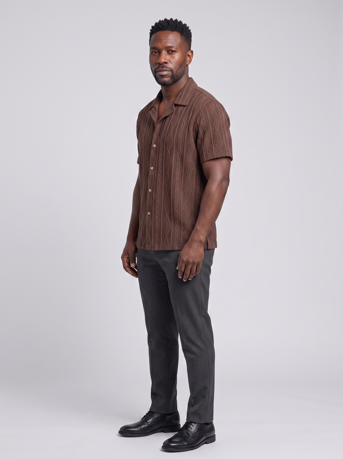 CANNES Men's Riviera Autumn Shirt, side three-quarter view, studio photo