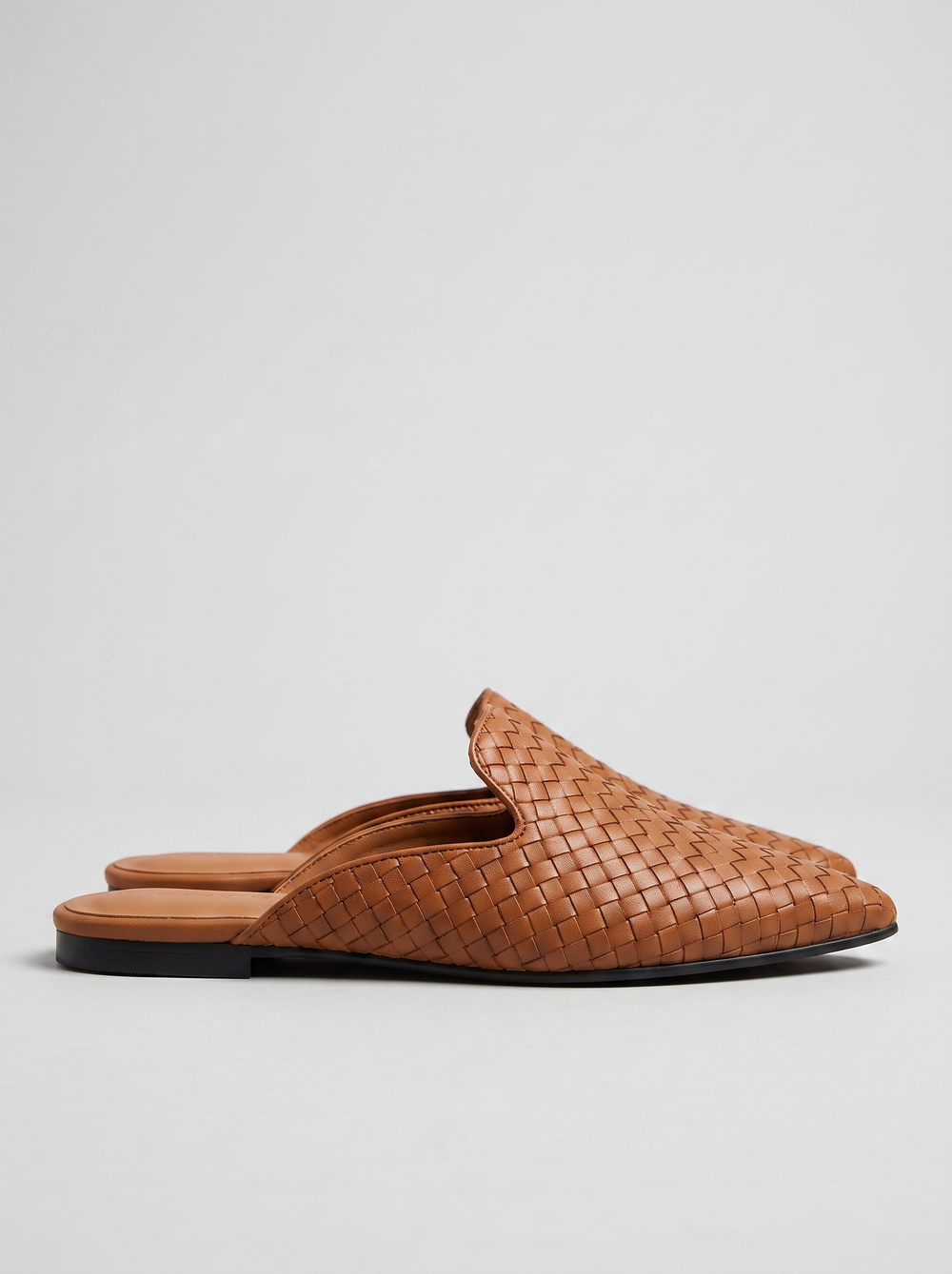 Claire Women's Woven Slip-On Mules in brown, side profile view