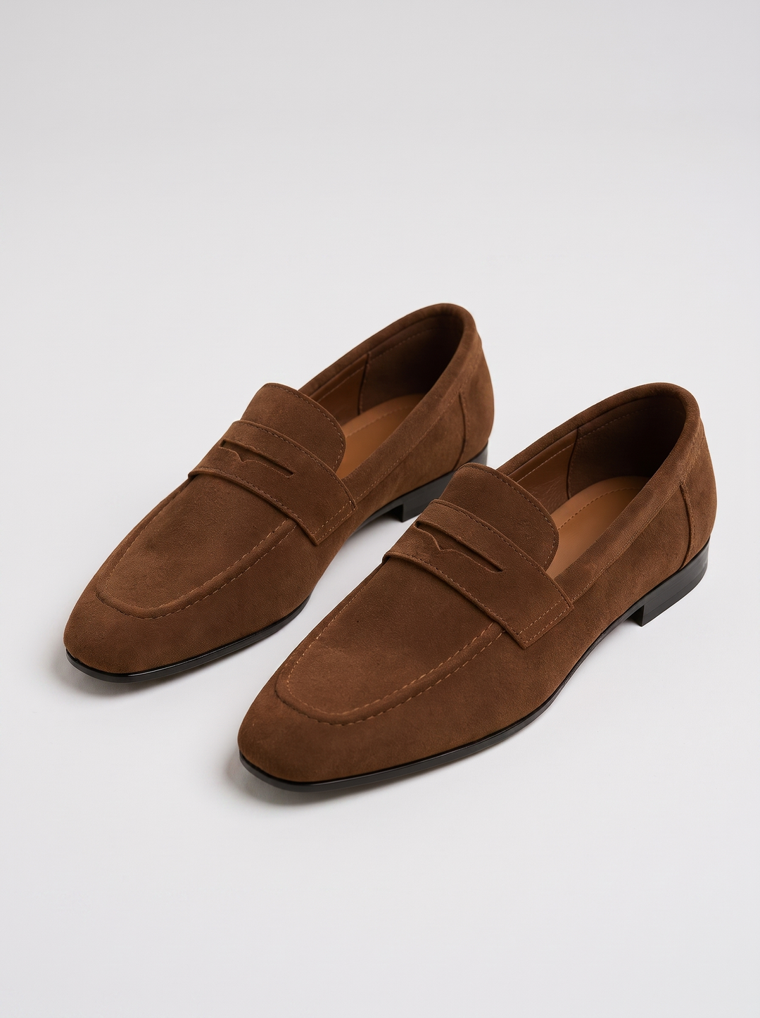 Marlene Women's Suede Loafers in brown, three-quarter front view