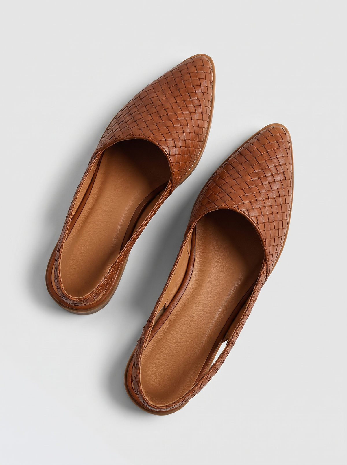 Claire Women's Woven Slip-On Mules in brown, pair seen from above