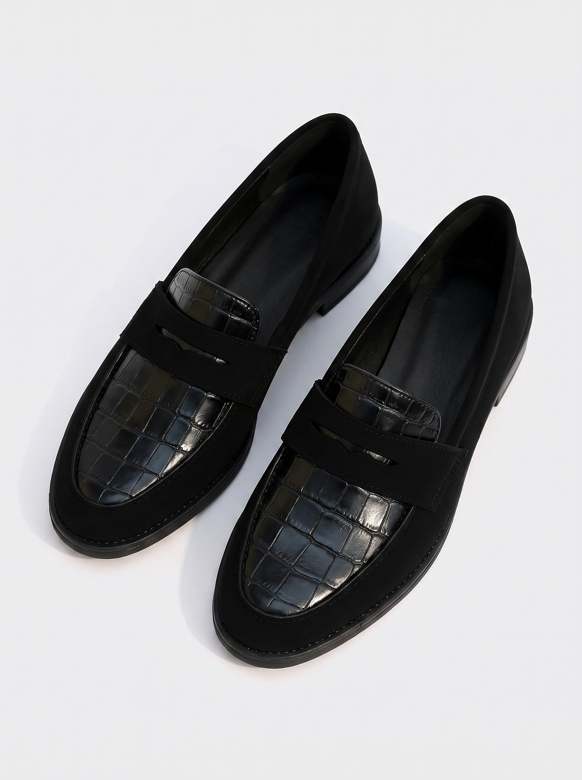 Gina Women's Comfort Loafers with croc detail, pair seen from above