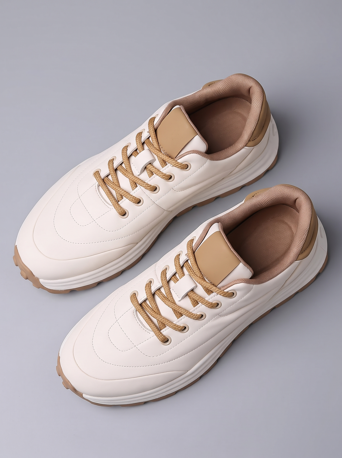 Atlas Men's Leather Sneakers in white, pair seen from above