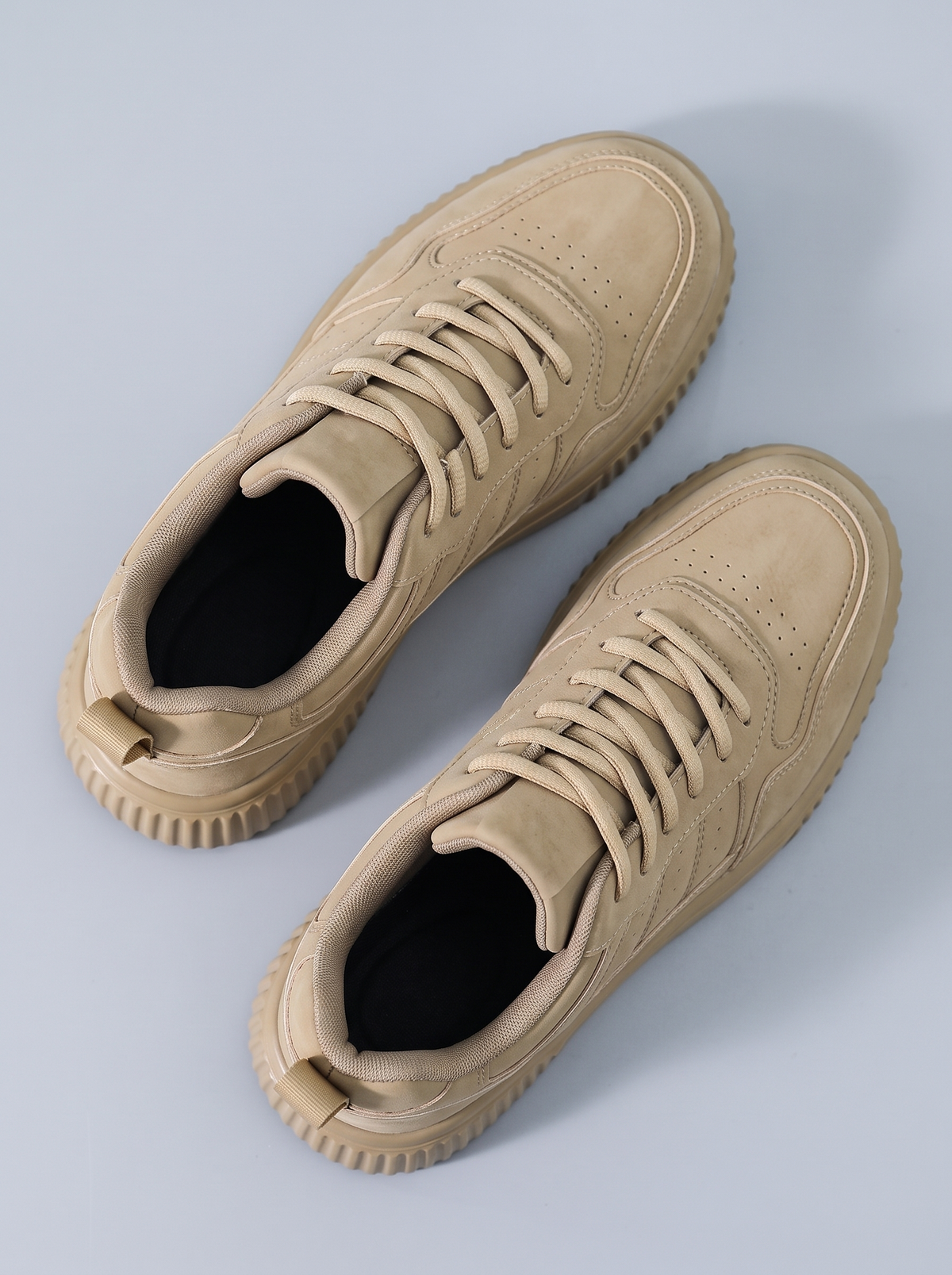 Stride Men's Low Top Sneakers in khaki, pair seen from above