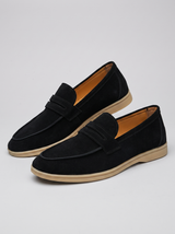 Classic | Men's Black Suede Casual Penny Loafers