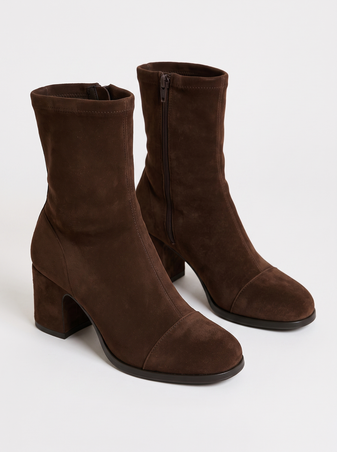 Renee women's suede chunky heel ankle boots, pair, three-quarter view