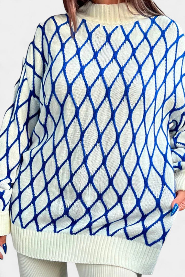 Wincy Ava Oversized Knit Turtleneck Sweater with Puff Sleeves