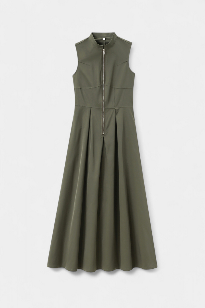 Blanca Pleated Wide Leg Jumpsuit with Round Neck