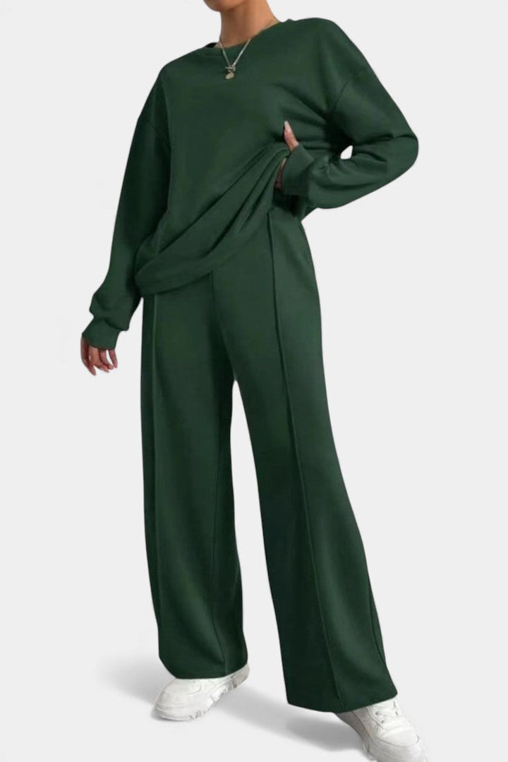 Tiara Relaxed Fit Sweatshirt & High-Waisted Trousers Set