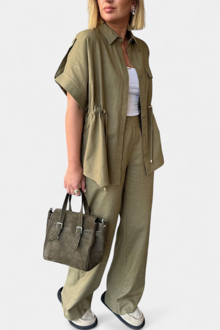 Lani Relaxed Fit Two-Piece Linen and Cotton Set