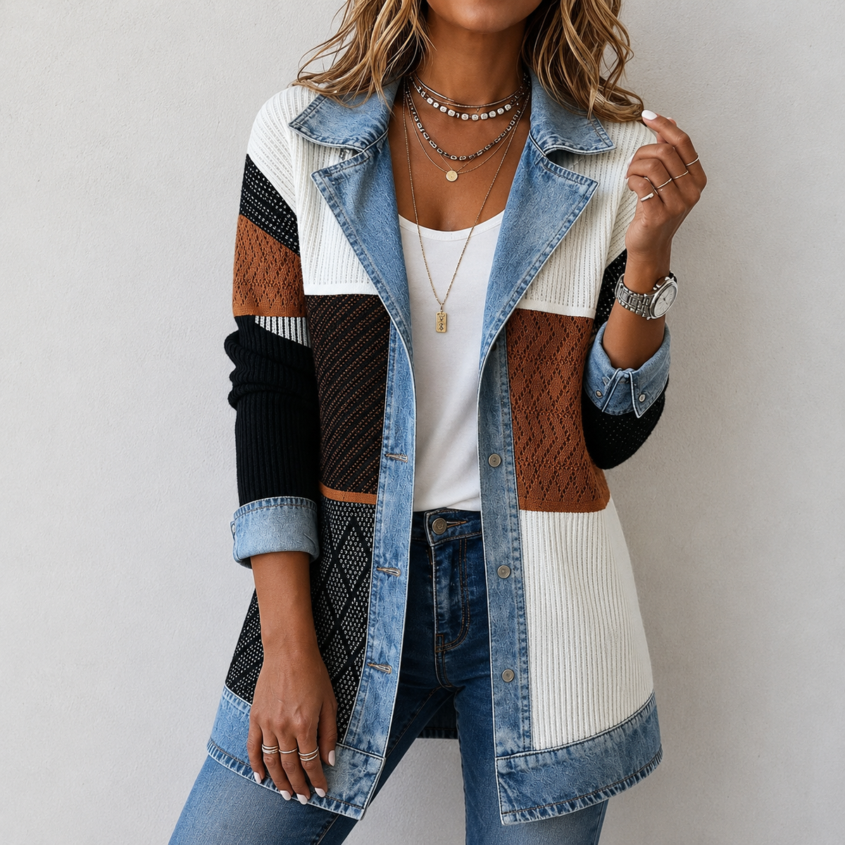 Kristen | Women's Knit Denim Autumn Jacket